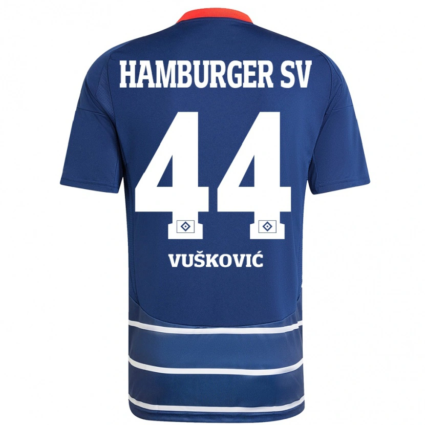 Danxen Dame Mario Vuskovic #44 Mørkeblått Bortetrøye Drakt Trøye 2024/25 Skjorter T-Skjorte