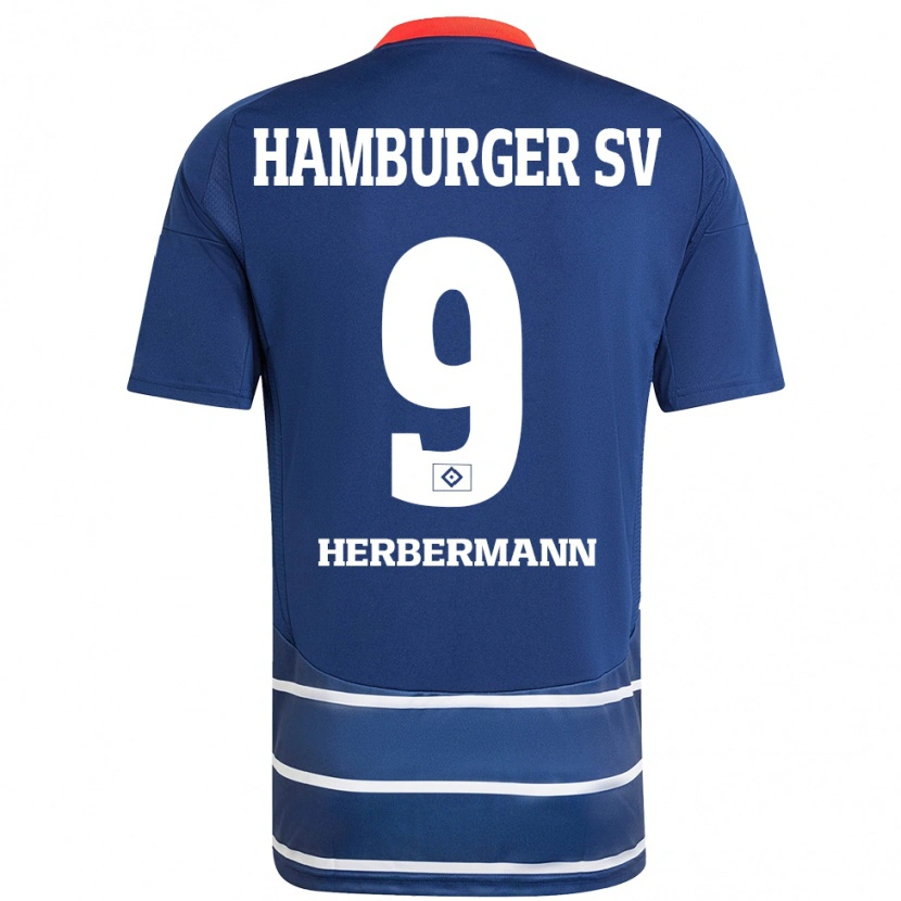 Danxen Dame Kevin Herbermann #9 Mørkeblått Bortetrøye Drakt Trøye 2024/25 Skjorter T-Skjorte