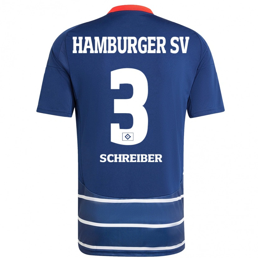 Danxen Dame David Schreiber #3 Mørkeblått Bortetrøye Drakt Trøye 2024/25 Skjorter T-Skjorte