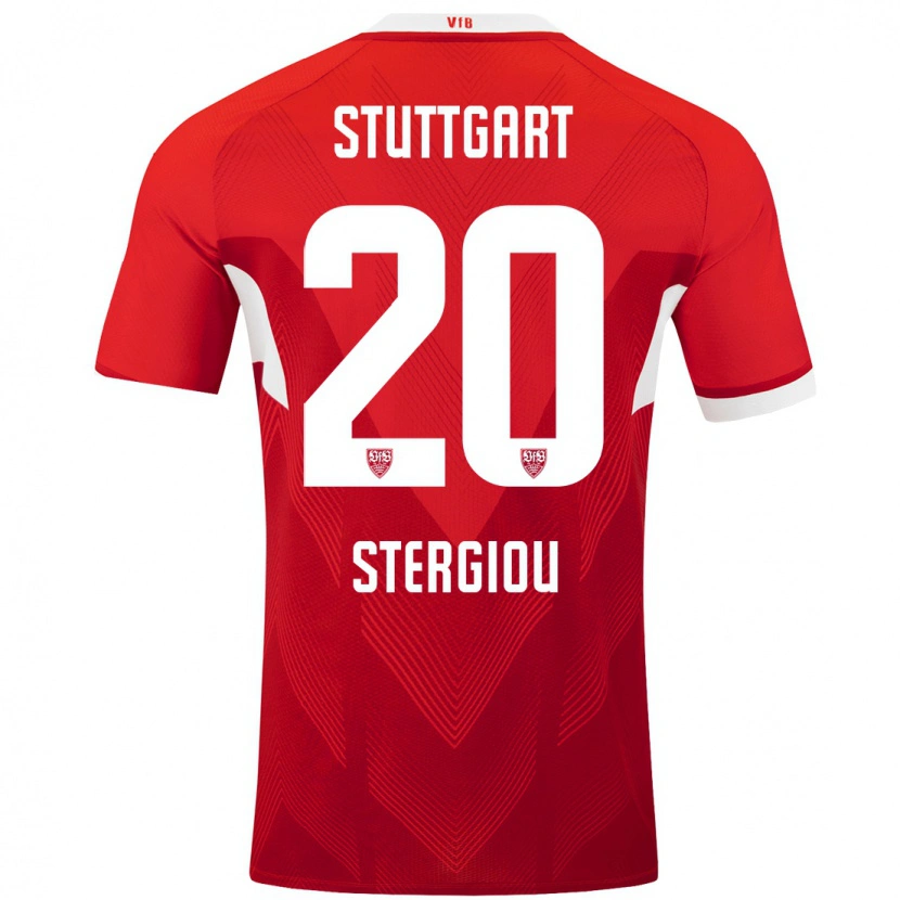 Danxen Dame Leonidas Stergiou #20 Rød Hvit Bortetrøye Drakt Trøye 2024/25 Skjorter T-Skjorte
