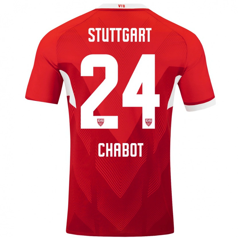 Danxen Dame Jeff Chabot #24 Rød Hvit Bortetrøye Drakt Trøye 2024/25 Skjorter T-Skjorte