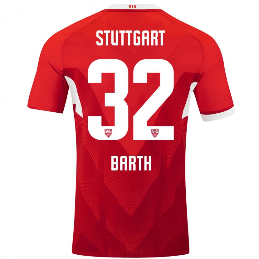 Danxen Dame Tom Barth #32 Rød Hvit Bortetrøye Drakt Trøye 2024/25 Skjorter T-Skjorte