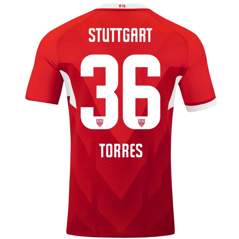 Danxen Dame Yohann Torres #36 Rød Hvit Bortetrøye Drakt Trøye 2024/25 Skjorter T-Skjorte