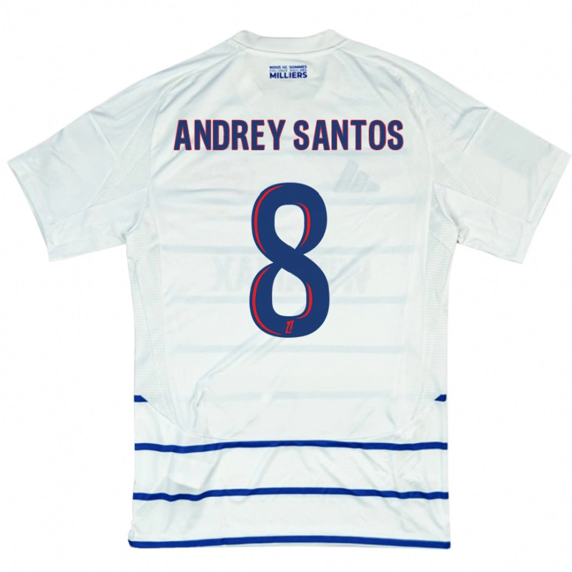 Danxen Dame Andrey Santos #8 Hvit Blå Bortetrøye Drakt Trøye 2024/25 Skjorter T-Skjorte