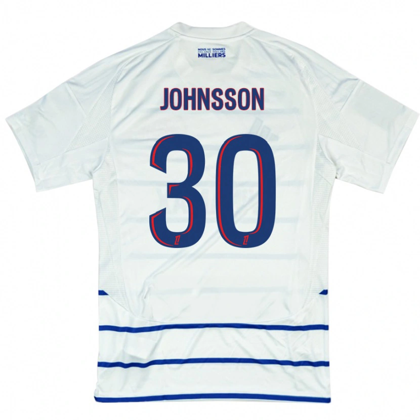 Danxen Dame Karl-Johan Johnsson #30 Hvit Blå Bortetrøye Drakt Trøye 2024/25 Skjorter T-Skjorte