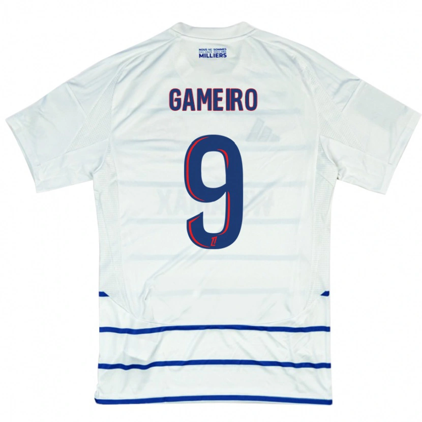 Danxen Dame Kévin Gameiro #9 Hvit Blå Bortetrøye Drakt Trøye 2024/25 Skjorter T-Skjorte