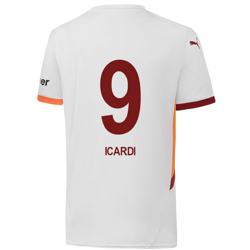 Danxen Dame Mauro Icardi #9 Hvit Gul Rød Bortetrøye Drakt Trøye 2024/25 Skjorter T-Skjorte