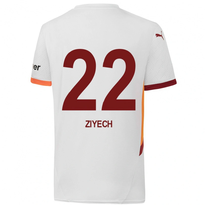 Danxen Dame Hakim Ziyech #22 Hvit Gul Rød Bortetrøye Drakt Trøye 2024/25 Skjorter T-Skjorte