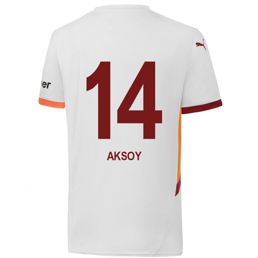 Danxen Dame Berkan Aksoy #14 Hvit Gul Rød Bortetrøye Drakt Trøye 2024/25 Skjorter T-Skjorte