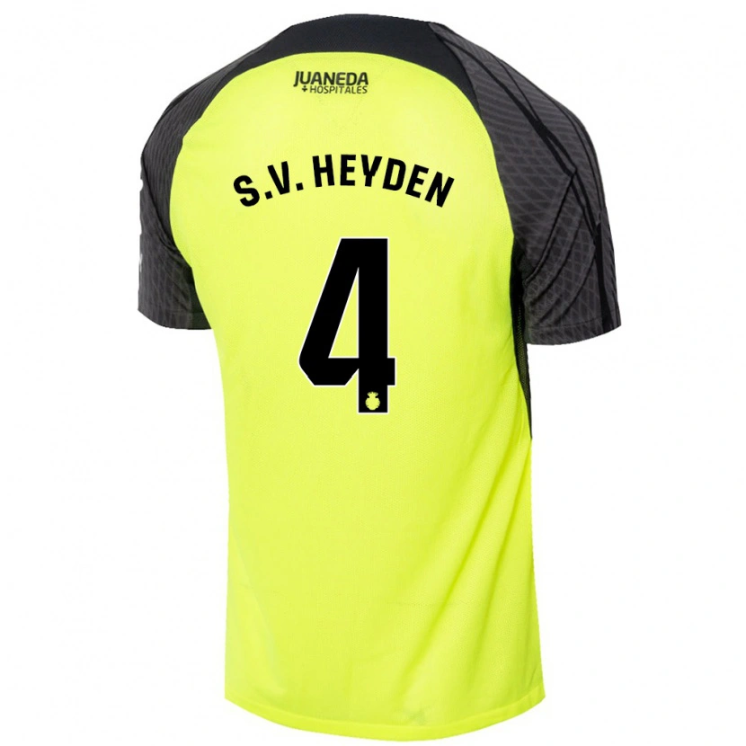 Danxen Dame Siebe Van Der Heyden #4 Fluorescerende Grønn Svart Bortetrøye Drakt Trøye 2024/25 Skjorter T-Skjorte