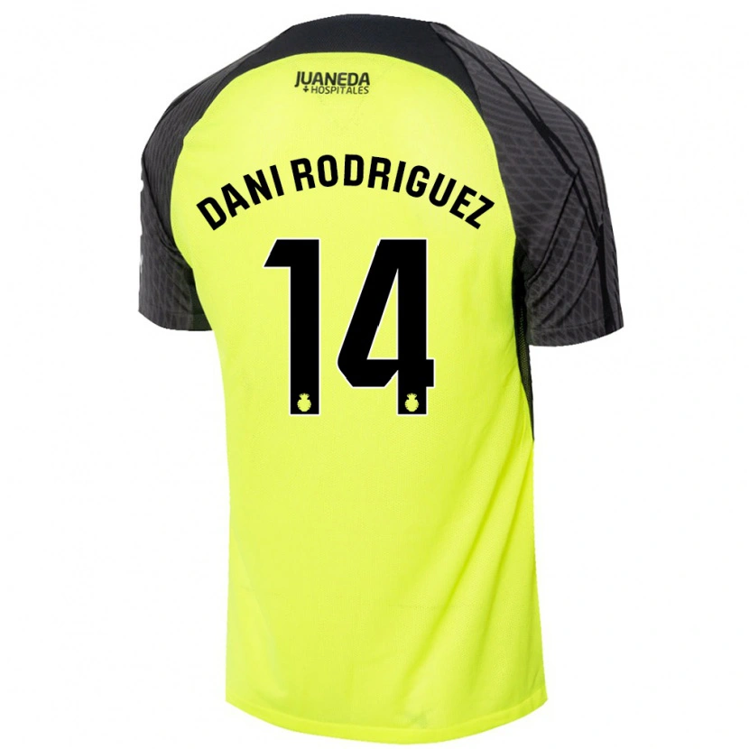 Danxen Dame Dani Rodríguez #14 Fluorescerende Grønn Svart Bortetrøye Drakt Trøye 2024/25 Skjorter T-Skjorte