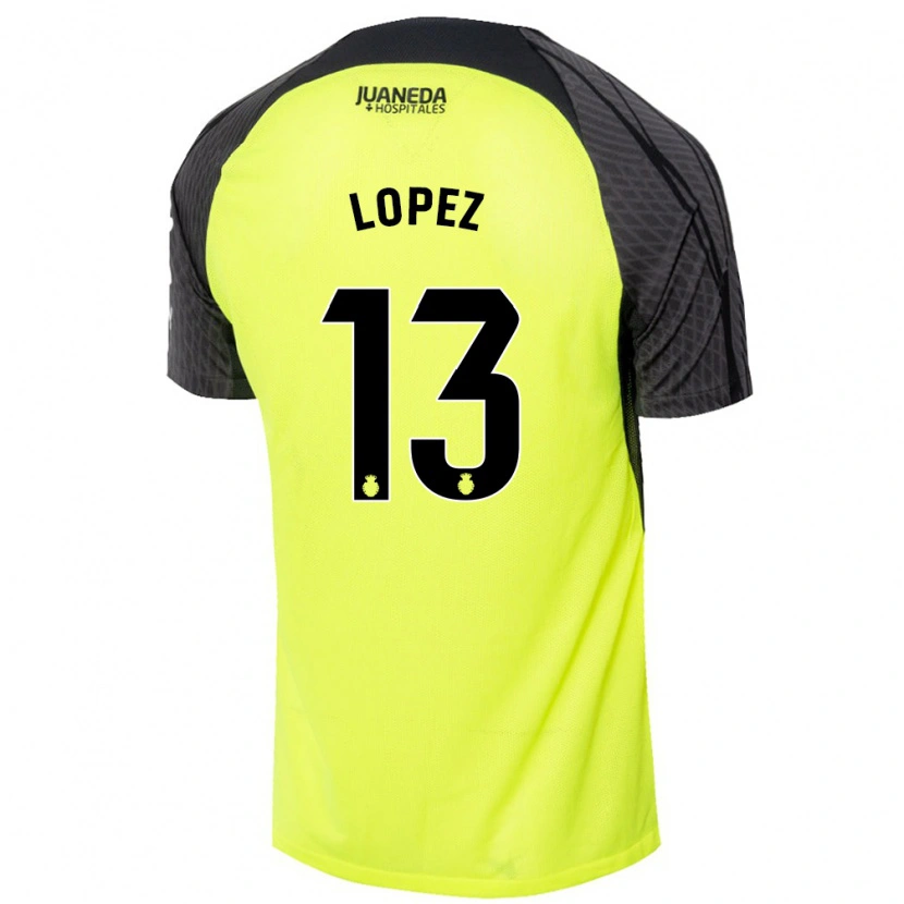 Danxen Dame Iván López #13 Fluorescerende Grønn Svart Bortetrøye Drakt Trøye 2024/25 Skjorter T-Skjorte