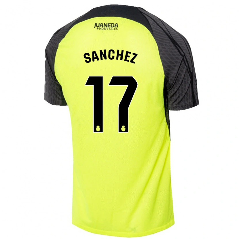 Danxen Dame Avelino Sánchez #17 Fluorescerende Grønn Svart Bortetrøye Drakt Trøye 2024/25 Skjorter T-Skjorte