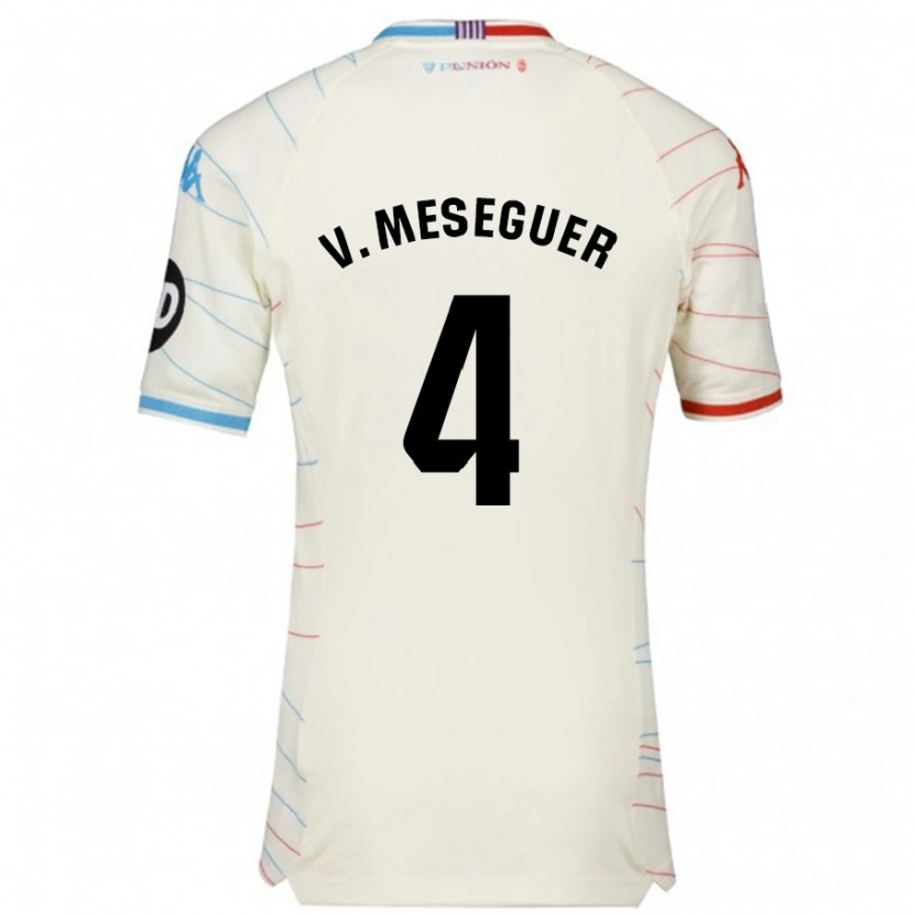 Danxen Dame Víctor Meseguer #4 Hvit Rød Blå Bortetrøye Drakt Trøye 2024/25 Skjorter T-Skjorte