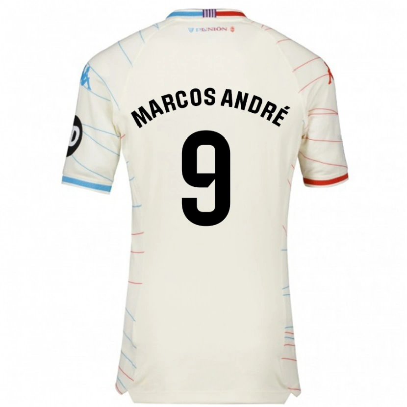 Danxen Dame Marcos André #9 Hvit Rød Blå Bortetrøye Drakt Trøye 2024/25 Skjorter T-Skjorte