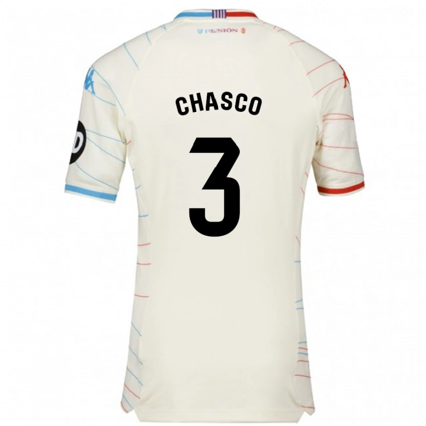 Danxen Dame Raúl Chasco #3 Hvit Rød Blå Bortetrøye Drakt Trøye 2024/25 Skjorter T-Skjorte
