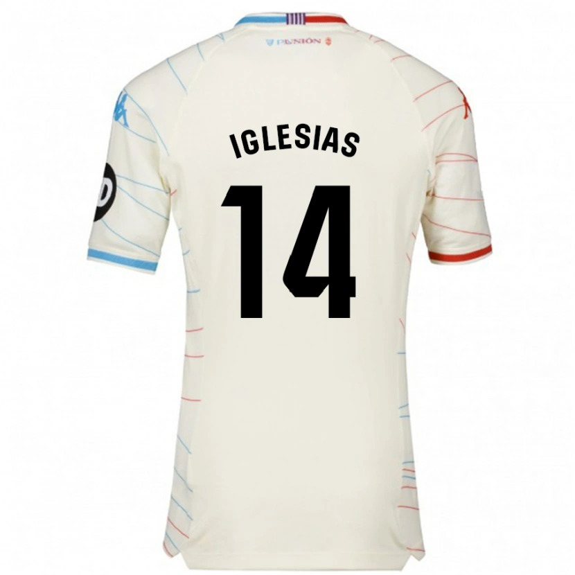 Danxen Dame Koke Iglesias #14 Hvit Rød Blå Bortetrøye Drakt Trøye 2024/25 Skjorter T-Skjorte