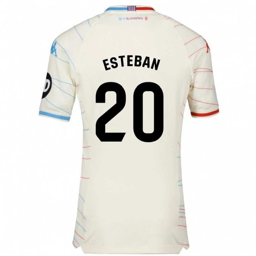 Danxen Dame Sergio Esteban #20 Hvit Rød Blå Bortetrøye Drakt Trøye 2024/25 Skjorter T-Skjorte