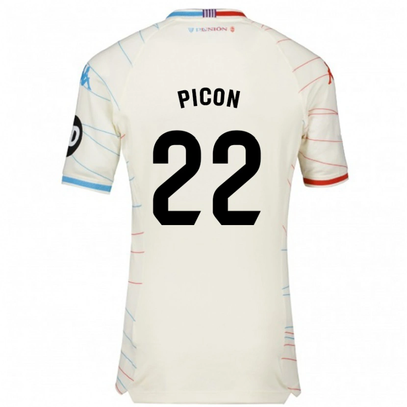 Danxen Dame Pablo Picón #22 Hvit Rød Blå Bortetrøye Drakt Trøye 2024/25 Skjorter T-Skjorte
