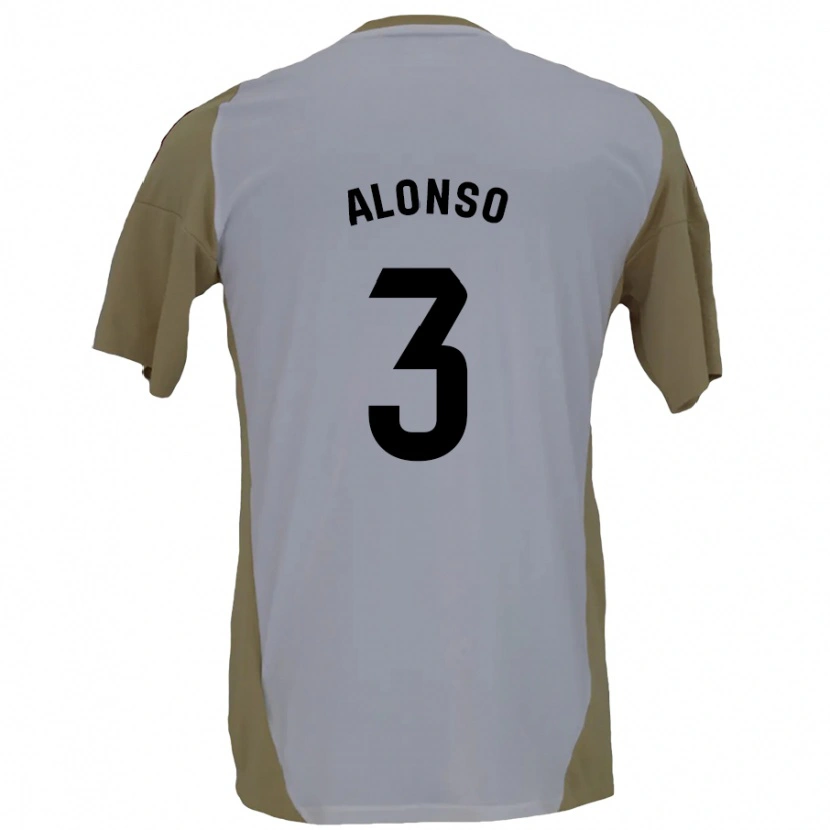 Danxen Dame Julio Alonso #3 Brun Hvit Bortetrøye Drakt Trøye 2024/25 Skjorter T-Skjorte