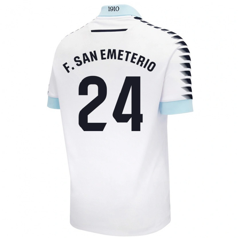 Danxen Dame Fede San Emeterio #24 Hvit Blå Bortetrøye Drakt Trøye 2024/25 Skjorter T-Skjorte