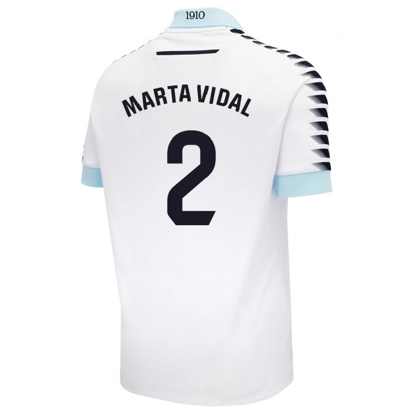 Danxen Dame Marta Vidal Vela #2 Hvit Blå Bortetrøye Drakt Trøye 2024/25 Skjorter T-Skjorte