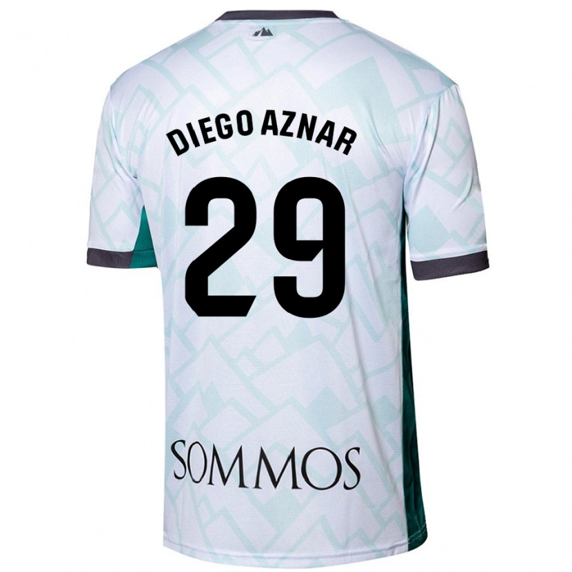 Danxen Dame Diego Aznar #29 Hvit Grønn Bortetrøye Drakt Trøye 2024/25 Skjorter T-Skjorte