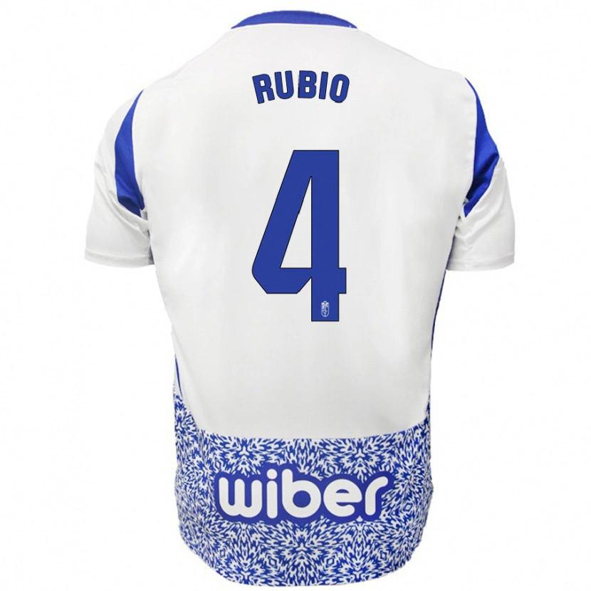 Danxen Dame Miguel Rubio #4 Hvit Blå Bortetrøye Drakt Trøye 2024/25 Skjorter T-Skjorte