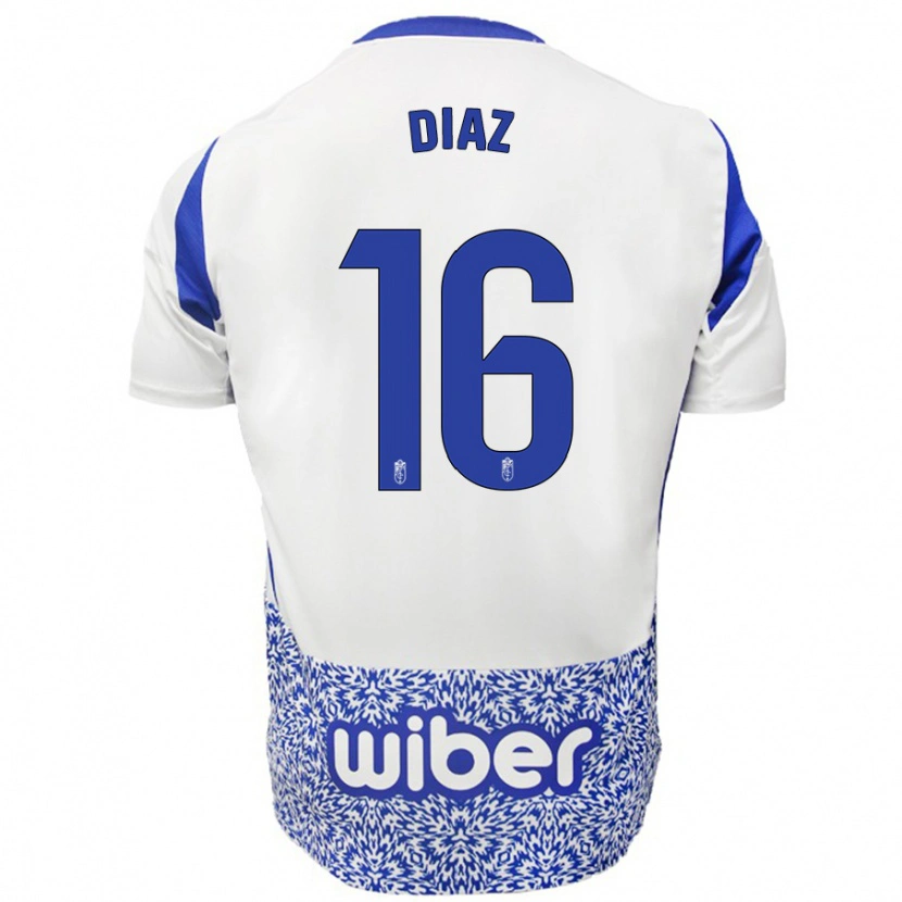 Danxen Dame Víctor Díaz #16 Hvit Blå Bortetrøye Drakt Trøye 2024/25 Skjorter T-Skjorte