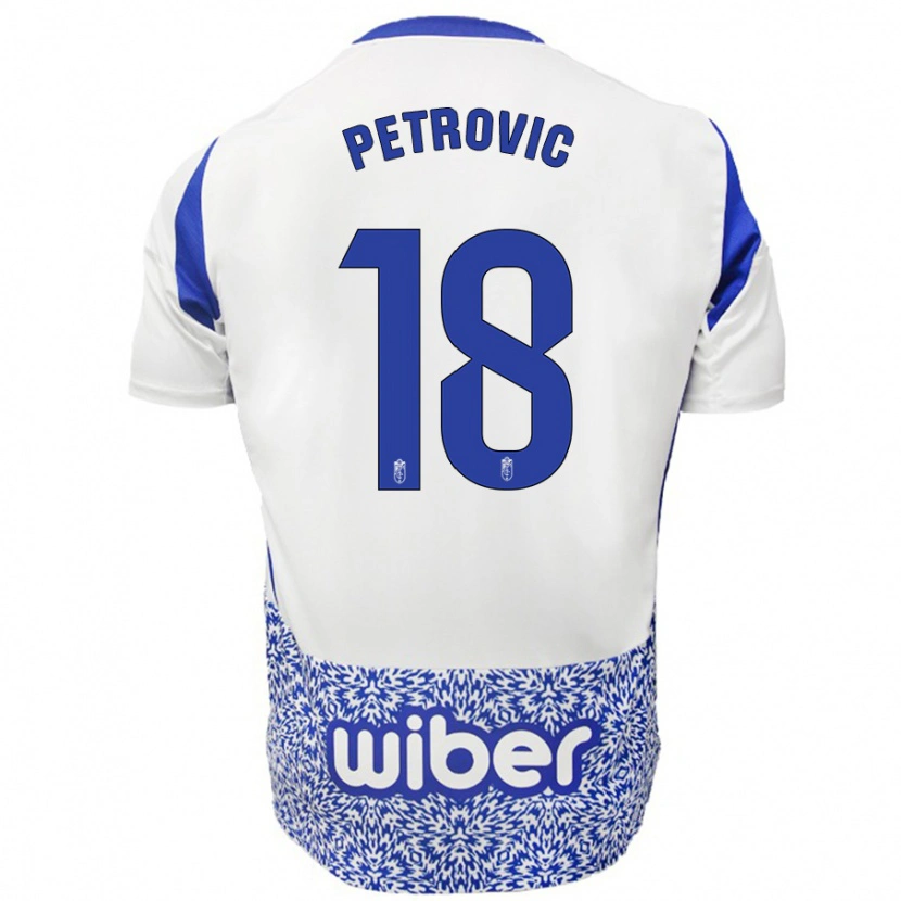 Danxen Dame Njegos Petrovic #18 Hvit Blå Bortetrøye Drakt Trøye 2024/25 Skjorter T-Skjorte