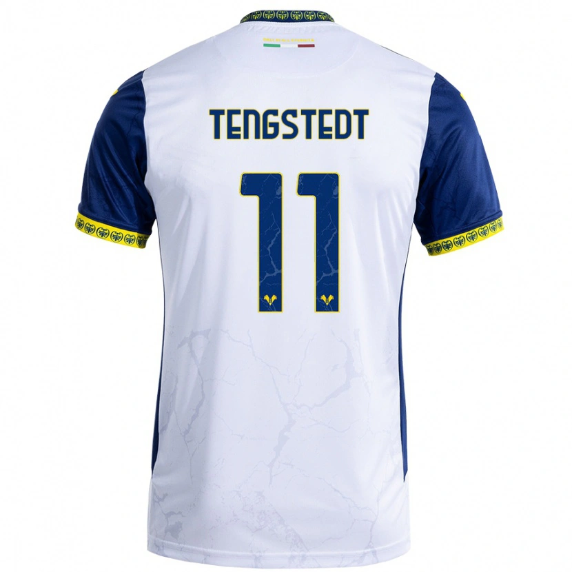 Danxen Dame Casper Tengstedt #11 Hvit Blå Bortetrøye Drakt Trøye 2024/25 Skjorter T-Skjorte