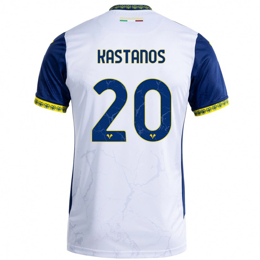 Danxen Dame Grigoris Kastanos #20 Hvit Blå Bortetrøye Drakt Trøye 2024/25 Skjorter T-Skjorte