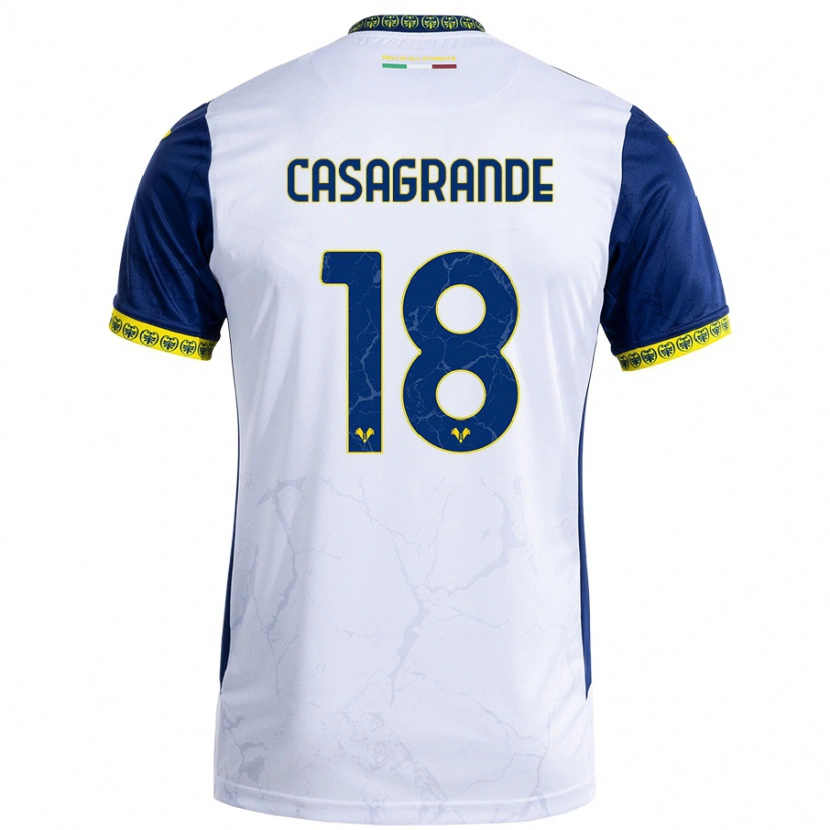 Danxen Dame Davide Casagrande #18 Hvit Blå Bortetrøye Drakt Trøye 2024/25 Skjorter T-Skjorte