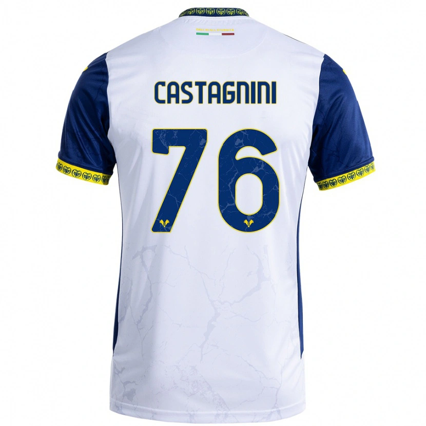 Danxen Dame Mirko Castagnini #76 Hvit Blå Bortetrøye Drakt Trøye 2024/25 Skjorter T-Skjorte