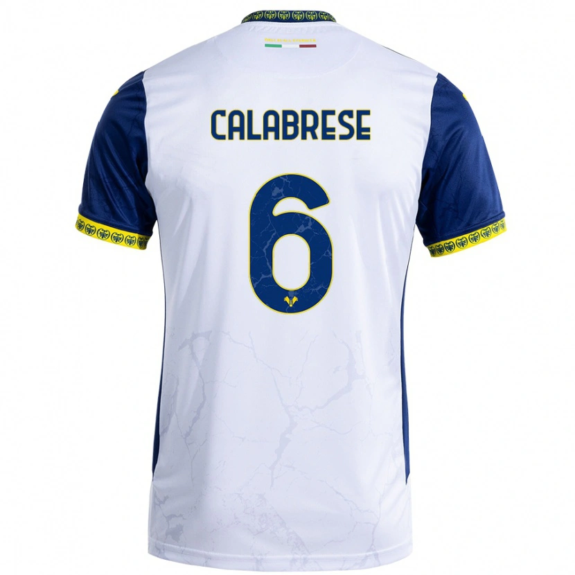 Danxen Dame Nicolò Calabrese #6 Hvit Blå Bortetrøye Drakt Trøye 2024/25 Skjorter T-Skjorte