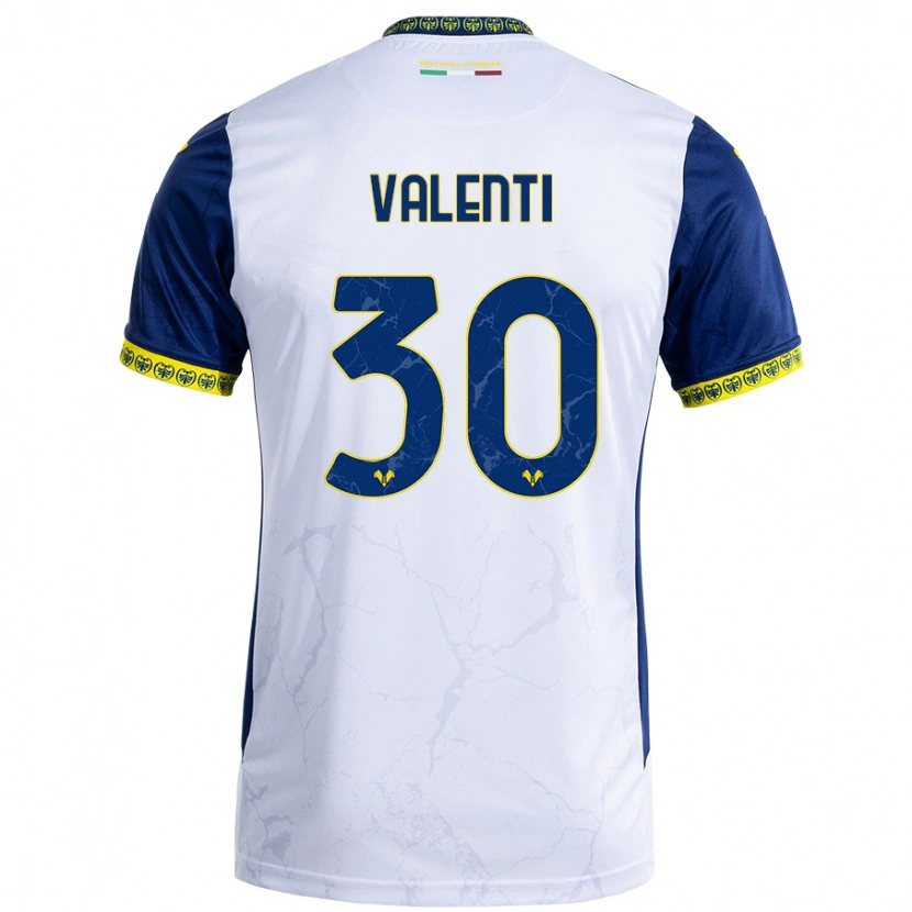 Danxen Dame Francesco Valenti #30 Hvit Blå Bortetrøye Drakt Trøye 2024/25 Skjorter T-Skjorte