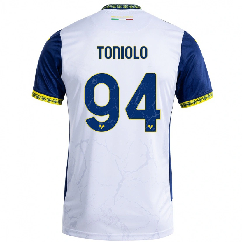 Danxen Dame Giacomo Toniolo #94 Hvit Blå Bortetrøye Drakt Trøye 2024/25 Skjorter T-Skjorte
