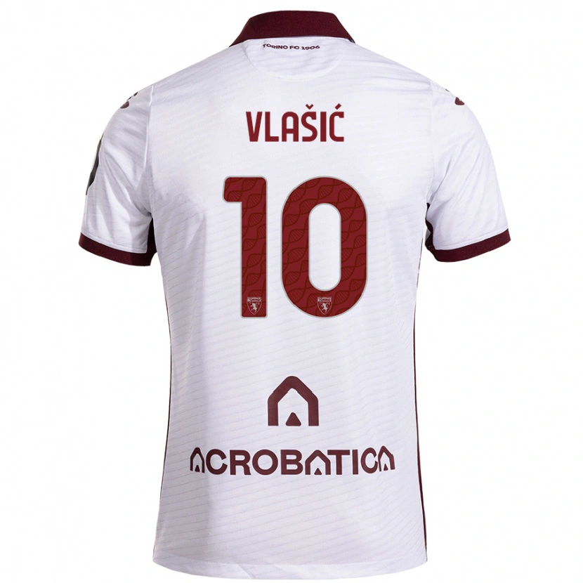 Danxen Dame Nikola Vlašić #10 Hvit Rødbrun Bortetrøye Drakt Trøye 2024/25 Skjorter T-Skjorte