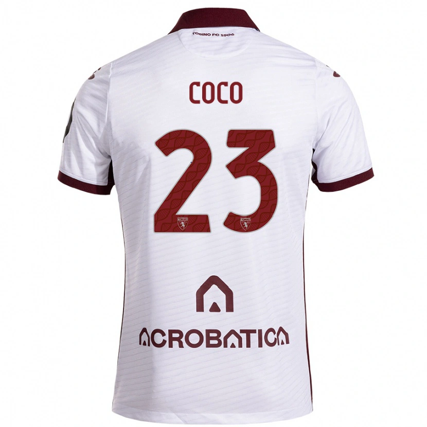Danxen Dame Saúl Coco #23 Hvit Rødbrun Bortetrøye Drakt Trøye 2024/25 Skjorter T-Skjorte