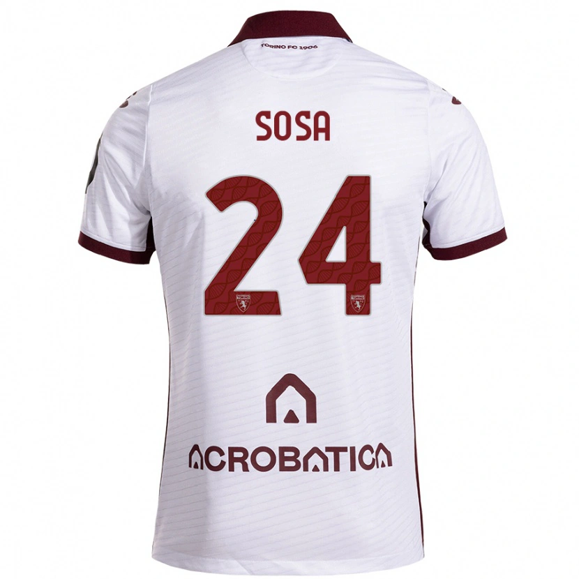 Danxen Dame Borna Sosa #24 Hvit Rødbrun Bortetrøye Drakt Trøye 2024/25 Skjorter T-Skjorte