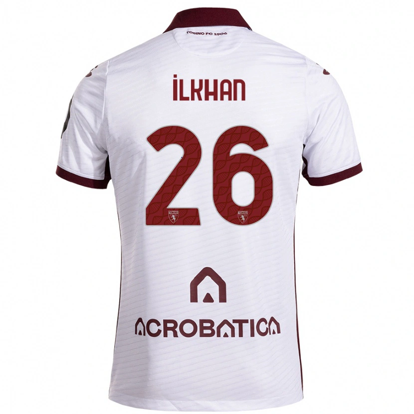 Danxen Dame Emirhan İlkhan #26 Hvit Rødbrun Bortetrøye Drakt Trøye 2024/25 Skjorter T-Skjorte