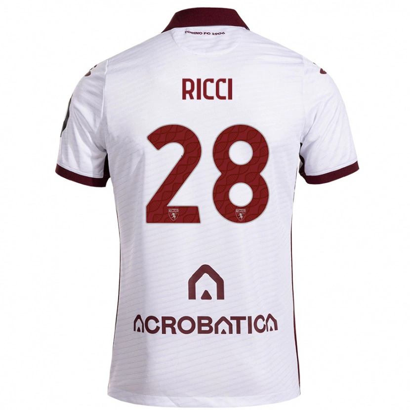 Danxen Dame Samuele Ricci #28 Hvit Rødbrun Bortetrøye Drakt Trøye 2024/25 Skjorter T-Skjorte