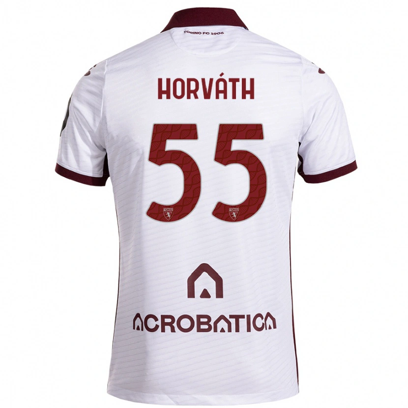 Danxen Dame Krisztofer Horváth #55 Hvit Rødbrun Bortetrøye Drakt Trøye 2024/25 Skjorter T-Skjorte