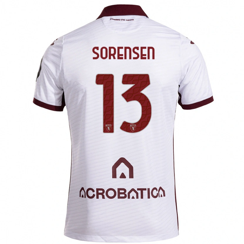 Danxen Dame Ben Sørensen #13 Hvit Rødbrun Bortetrøye Drakt Trøye 2024/25 Skjorter T-Skjorte
