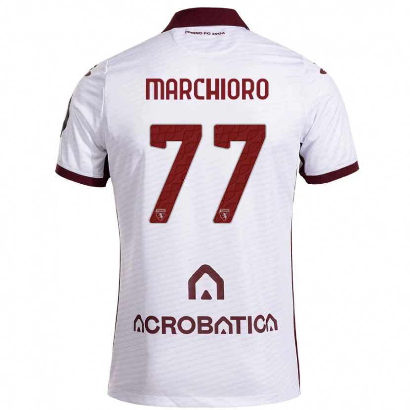 Danxen Dame Raffaele Marchioro #77 Hvit Rødbrun Bortetrøye Drakt Trøye 2024/25 Skjorter T-Skjorte