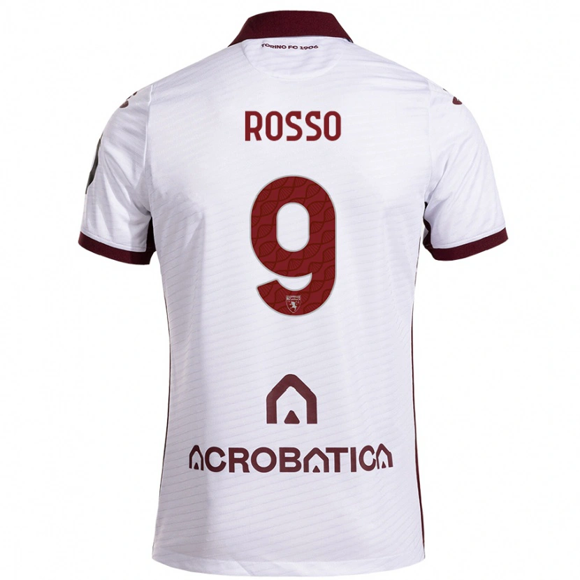 Danxen Dame Eleonora Rosso #9 Hvit Rødbrun Bortetrøye Drakt Trøye 2024/25 Skjorter T-Skjorte