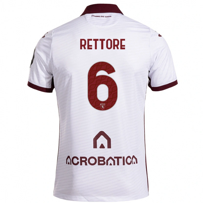 Danxen Dame Mirko Rettore #6 Hvit Rødbrun Bortetrøye Drakt Trøye 2024/25 Skjorter T-Skjorte