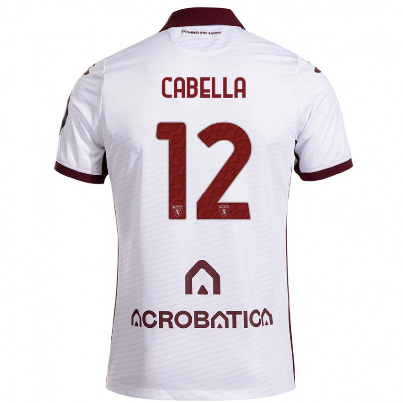 Danxen Dame Matteo Cabella #12 Hvit Rødbrun Bortetrøye Drakt Trøye 2024/25 Skjorter T-Skjorte