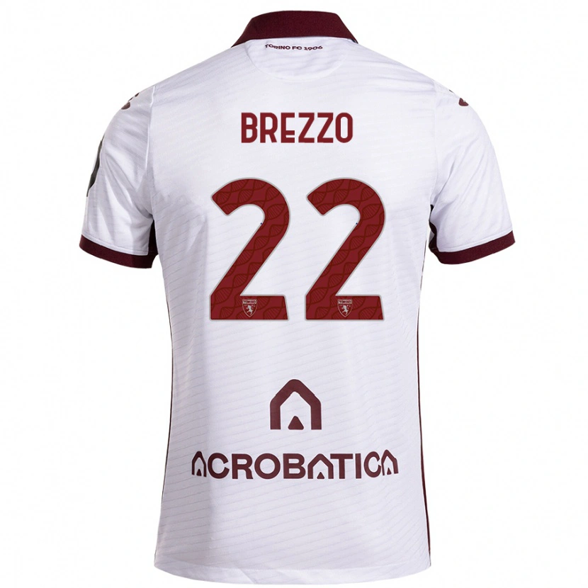 Danxen Dame Matteo Brezzo #22 Hvit Rødbrun Bortetrøye Drakt Trøye 2024/25 Skjorter T-Skjorte