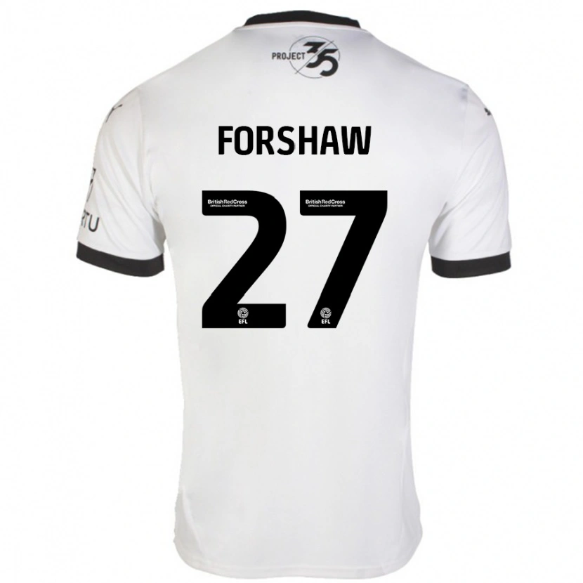 Danxen Dame Adam Forshaw #27 Hvit Svart Bortetrøye Drakt Trøye 2024/25 Skjorter T-Skjorte